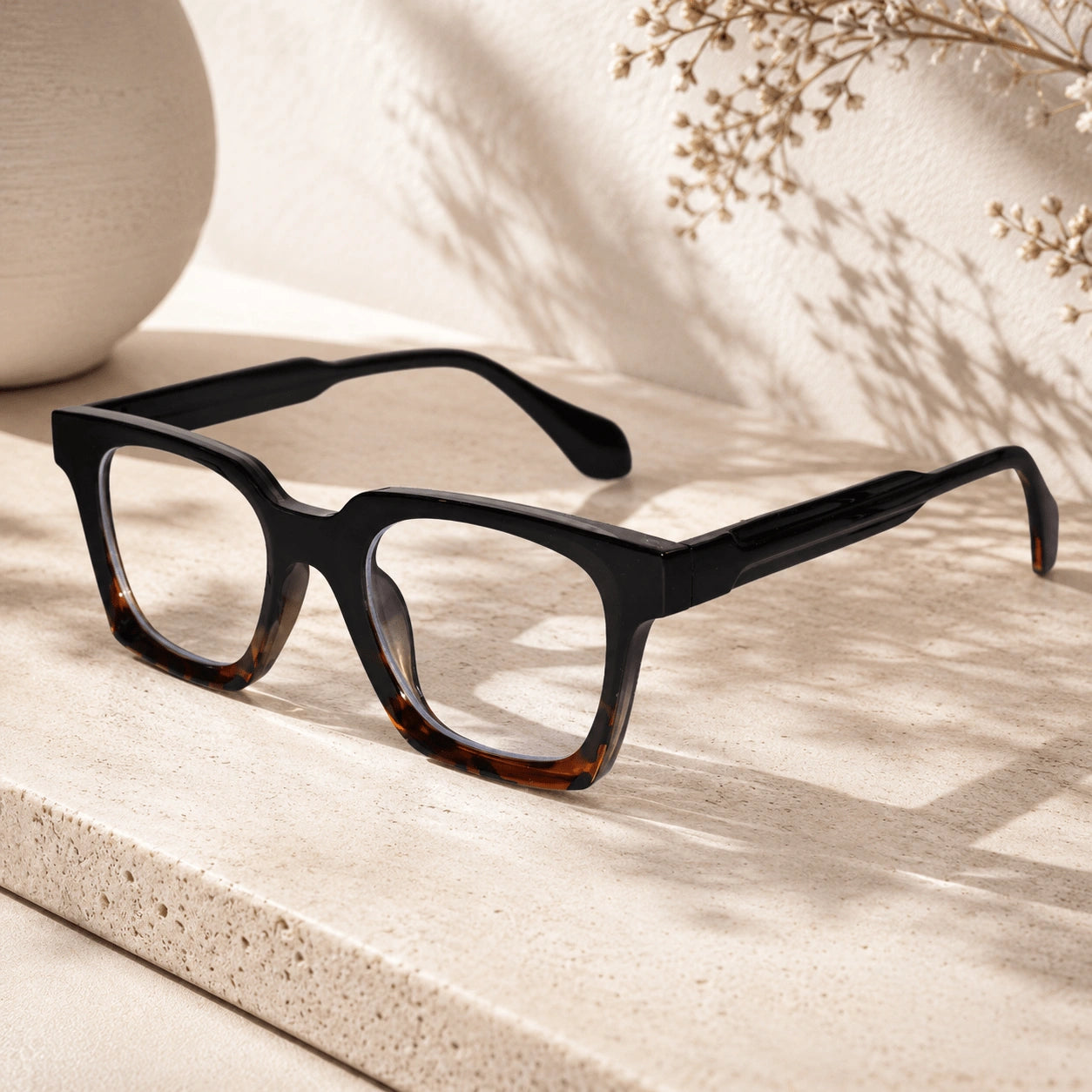 Dual Tone Black / Brown Rectangular Eyeglasses For Men & Women LKE5168-BLK-BRN