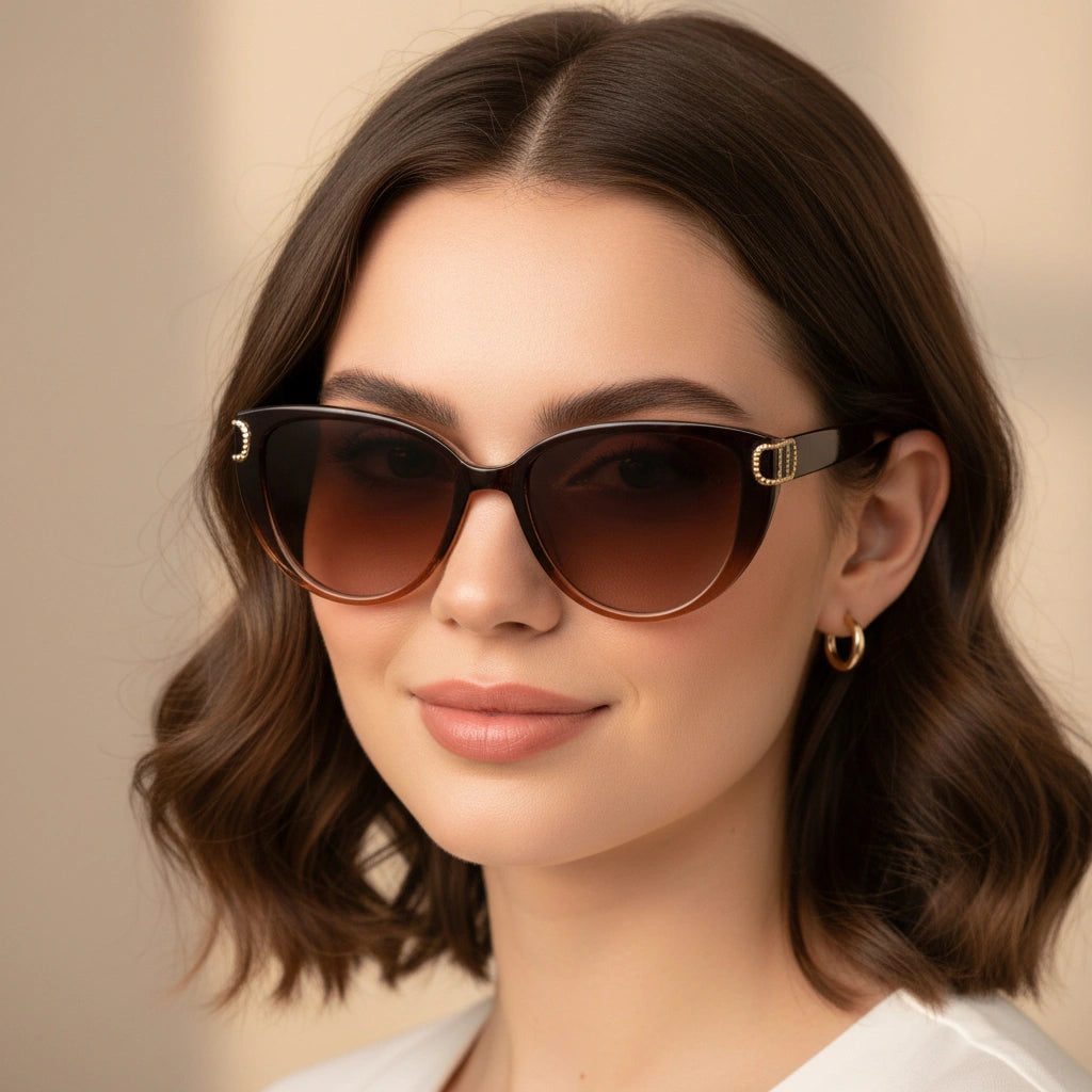 Dual Tone Cat-eye sunglasses Sunglasses For Women LKS23045-BRN