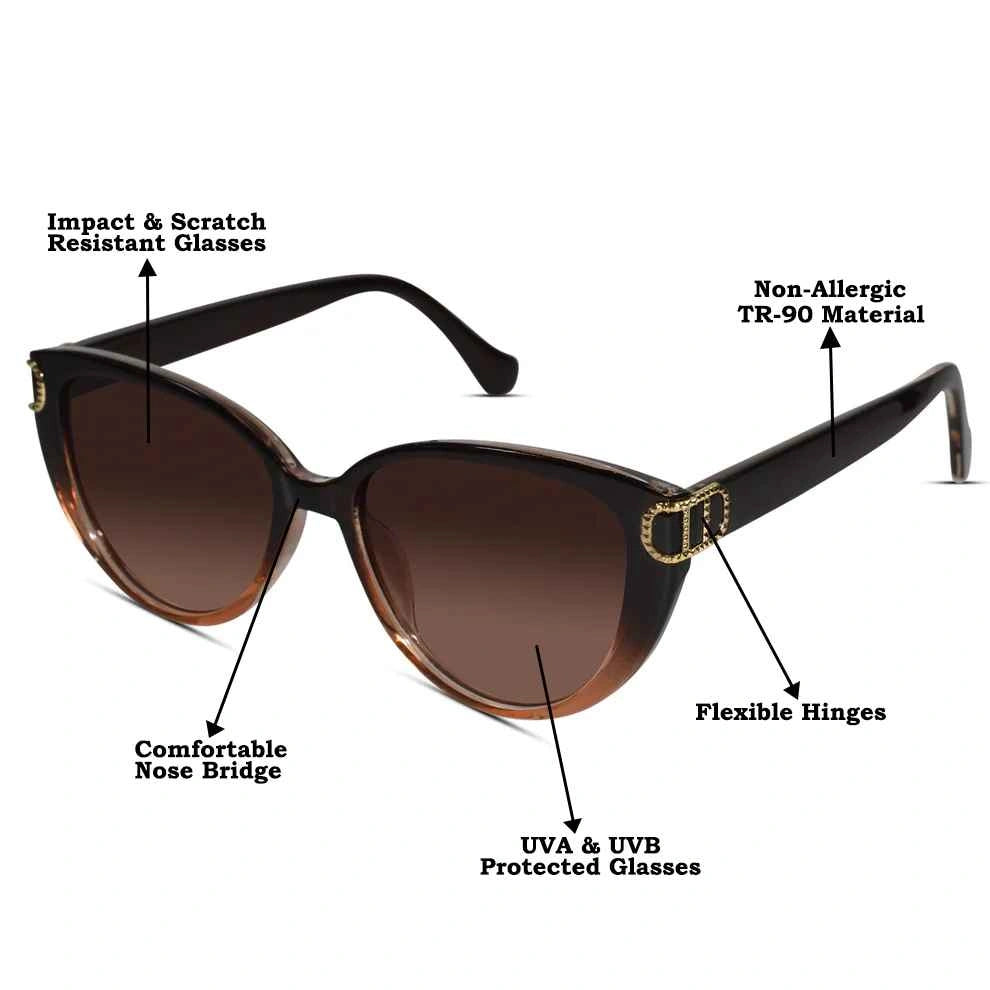 Dual Tone Cat-eye sunglasses Sunglasses For Women LKS23045-BRN