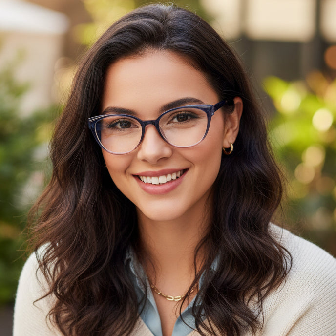 Dual Tone Cateye Eyeglasses For Women ELE7203-BLU