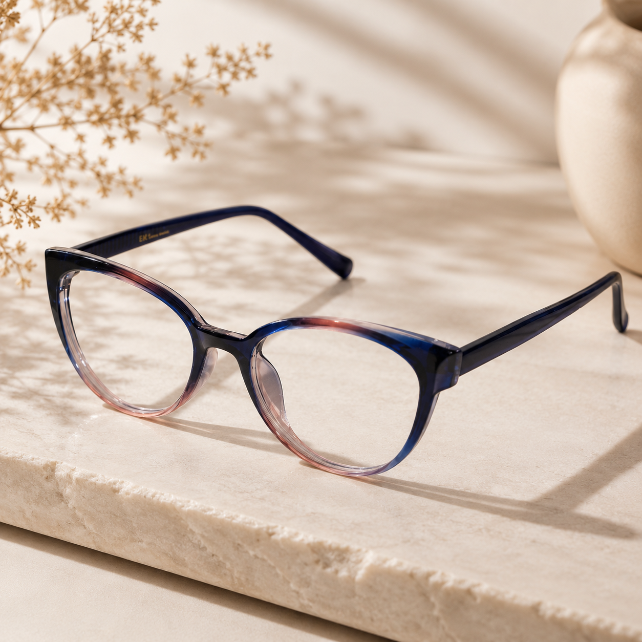 Dual Tone Cateye Eyeglasses For Women ELE7203-BLU