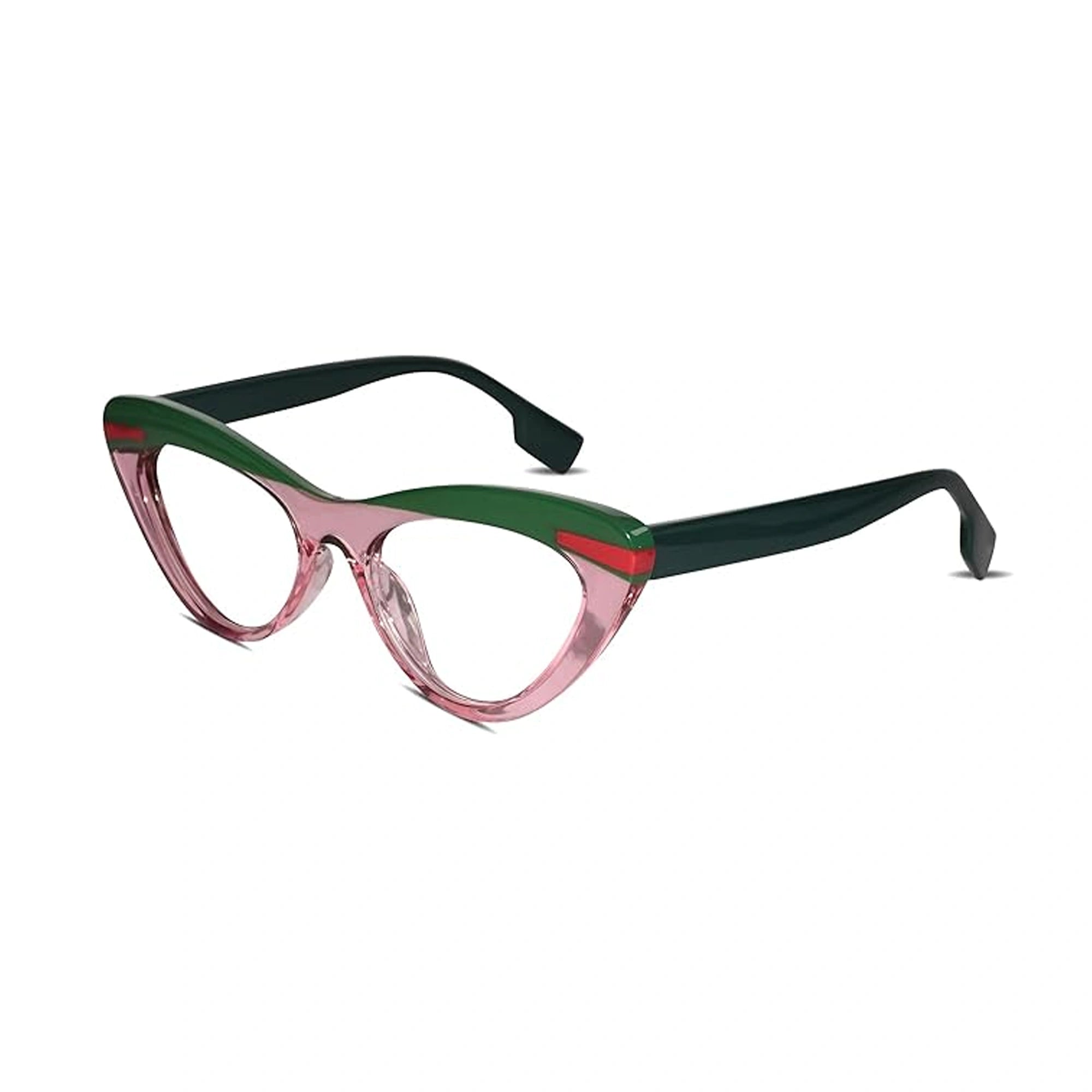 Dual Tone Green with Crystal Pink Cat eye Eyeglasses LKE22037-PNK