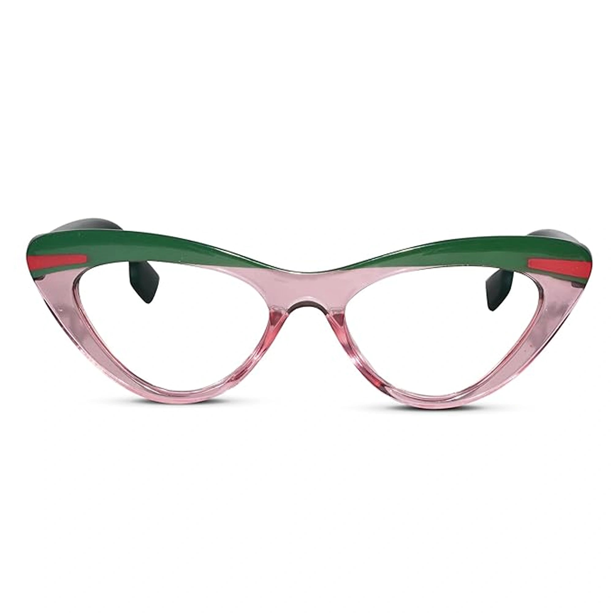Dual Tone Green with Crystal Pink Cat eye Eyeglasses LKE22037-PNK