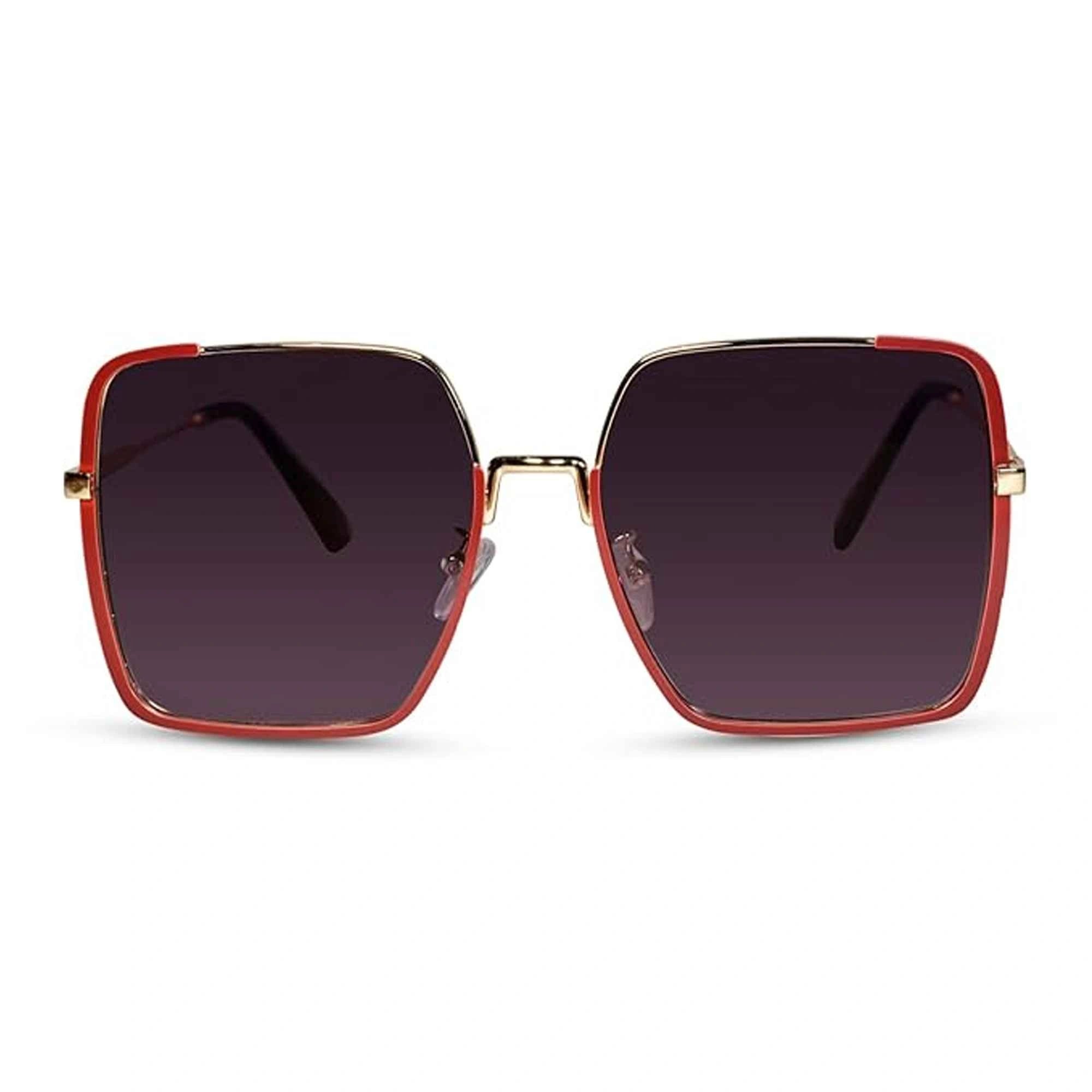 Dual Tone Oversize Red Sunglasses For Women LKS1758-RED