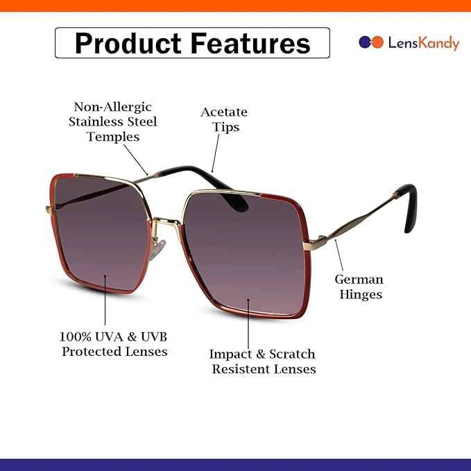 Dual Tone Oversize Red Sunglasses For Women LKS1758-RED