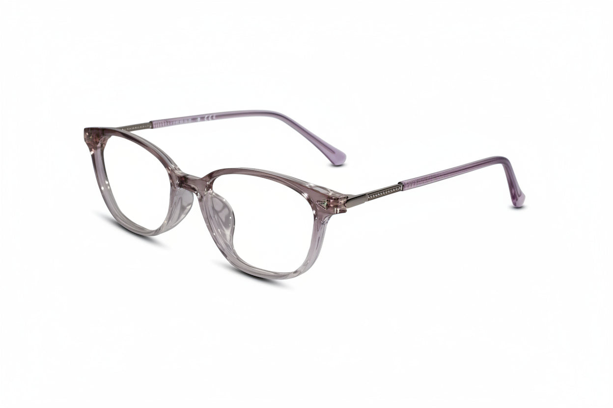 Dual Tone Purple Transparent Cat Eye Glasses For Women LKE30318-PURPL