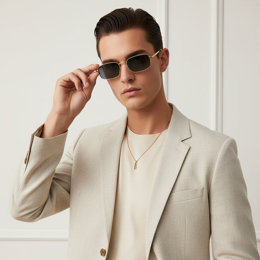ELINE Classic Retro Rectangular Sunglasses for Men & Women ELS3032-GLD