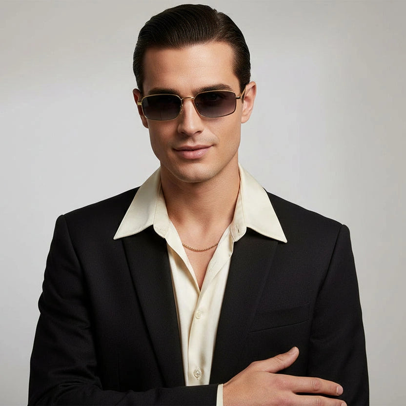 ELINE Classic Retro Rectangular Sunglasses for Men & Women ELS3032-GLD