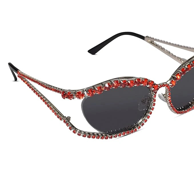 ELINE Full Crystal Rhinestone Sunglasses for Women ELS3033-RED