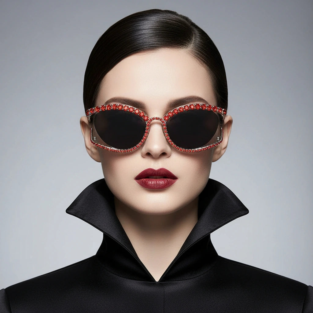 ELINE Full Crystal Rhinestone Sunglasses for Women ELS3033-RED