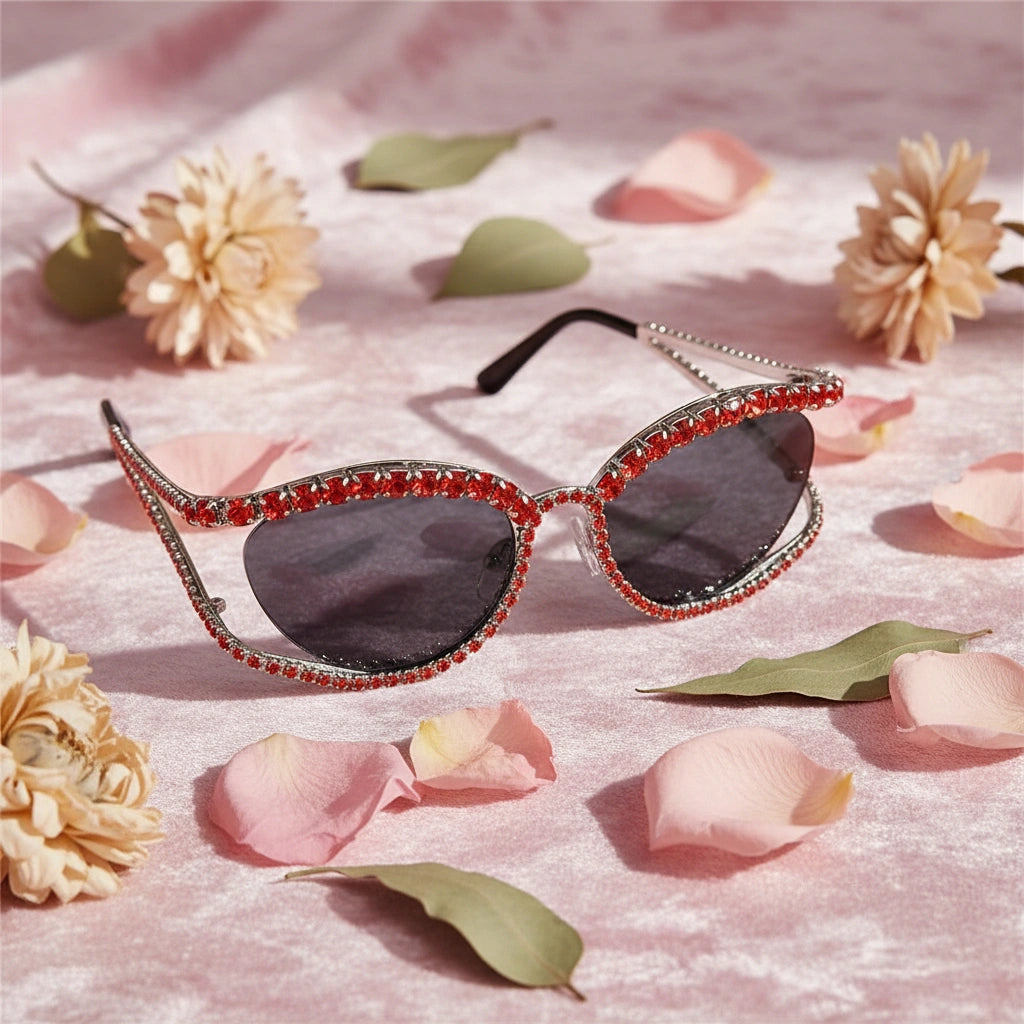 ELINE Full Crystal Rhinestone Sunglasses for Women ELS3033-RED