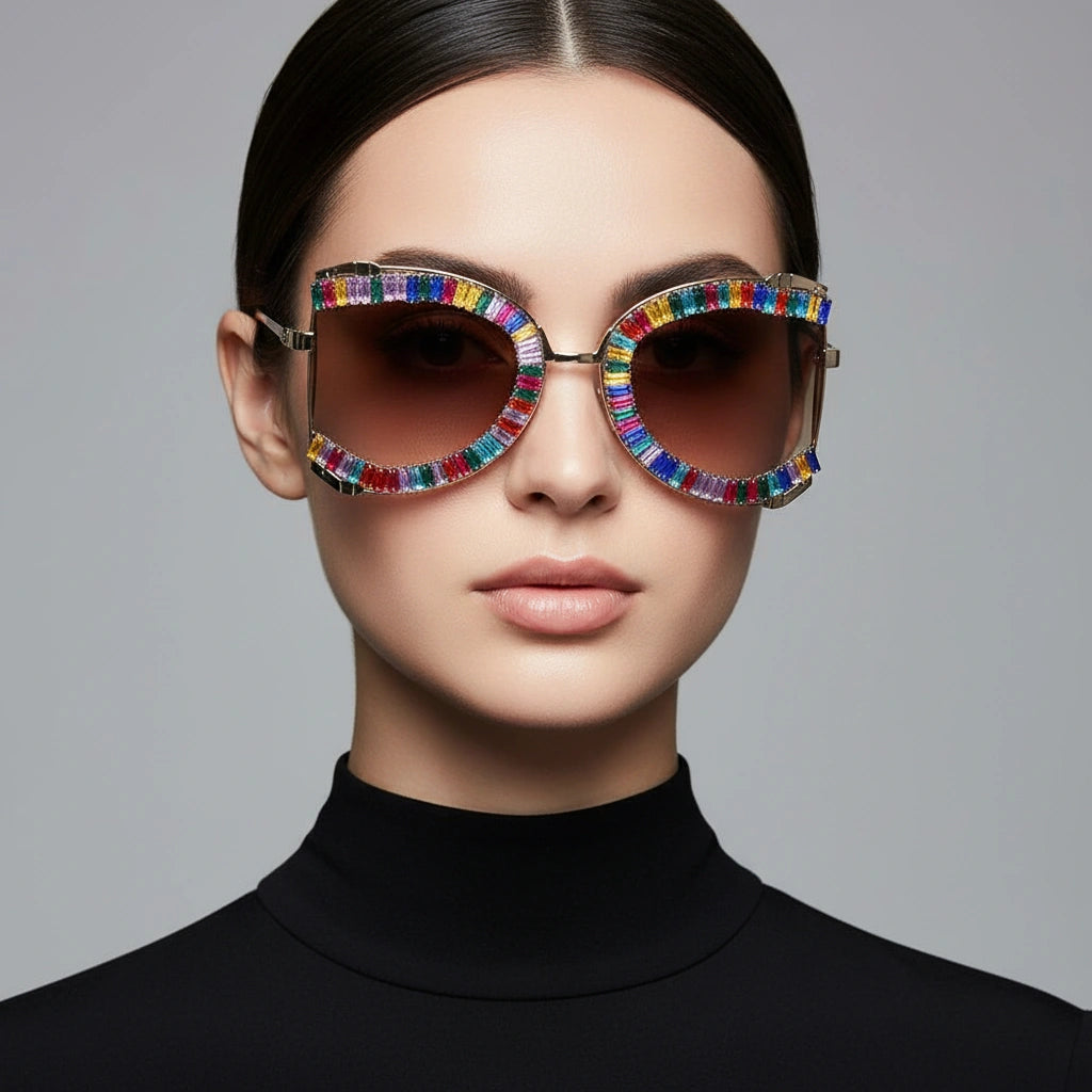 ELINE Large Irregular Square Sunglasses for Women ELS3035-multi