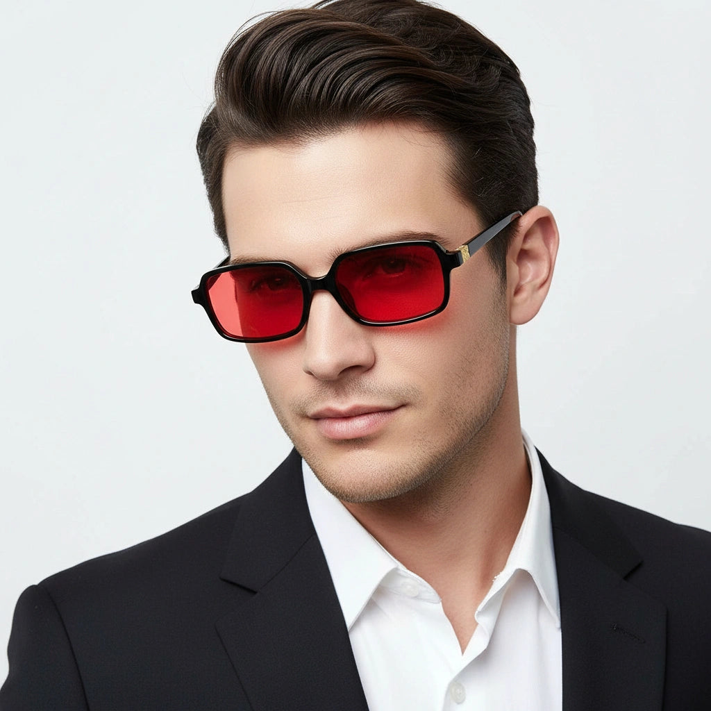 ELINE Retro Rectangle Sunglasses for Men & Women ELS2029-Red