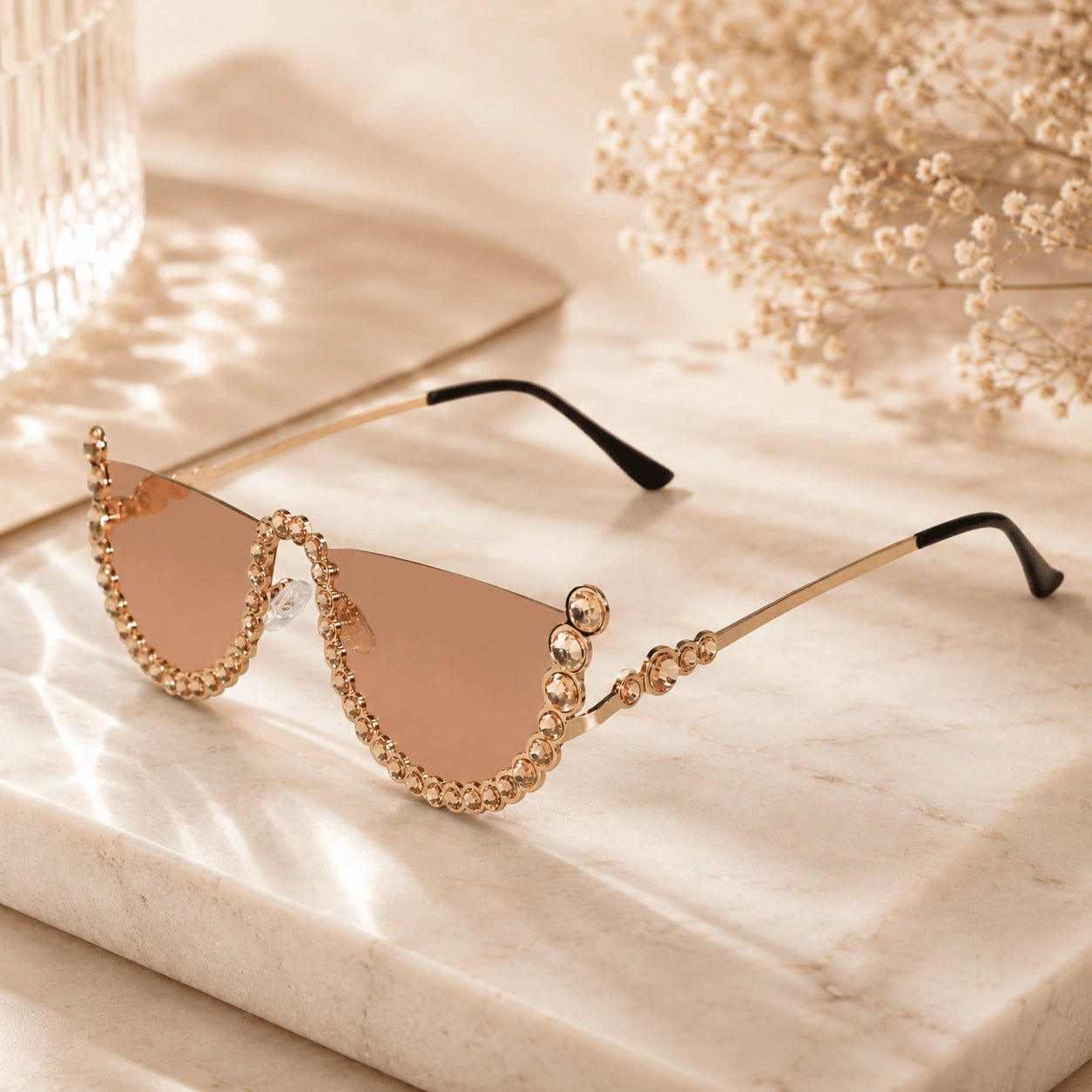 ELINE Vintage Round Rhinestone Sunglasses for Women ELS3034-ORG