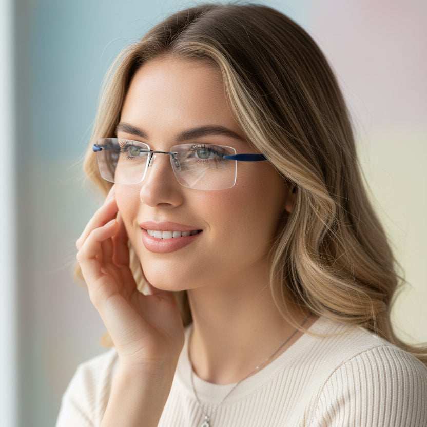 Flexible Matt Blue Screwless Rimless LKE9628-BRWN