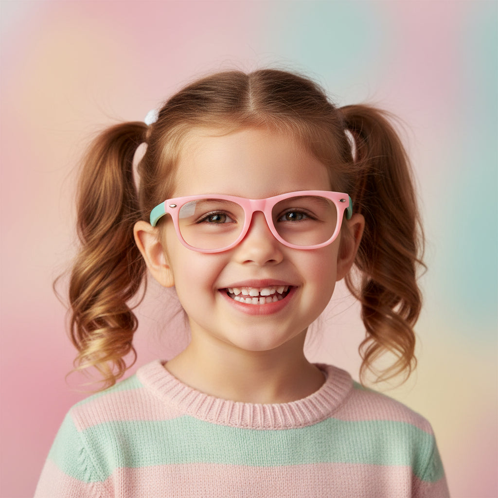 Flexible Pink Eyeglass Frames For Kids LKEK8801-PNK-GRN