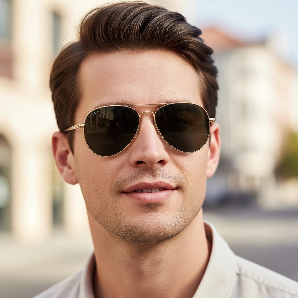 Flexible Polarized Matt Golden Aviator Sunglasses For Men And Women ELST007-Golden