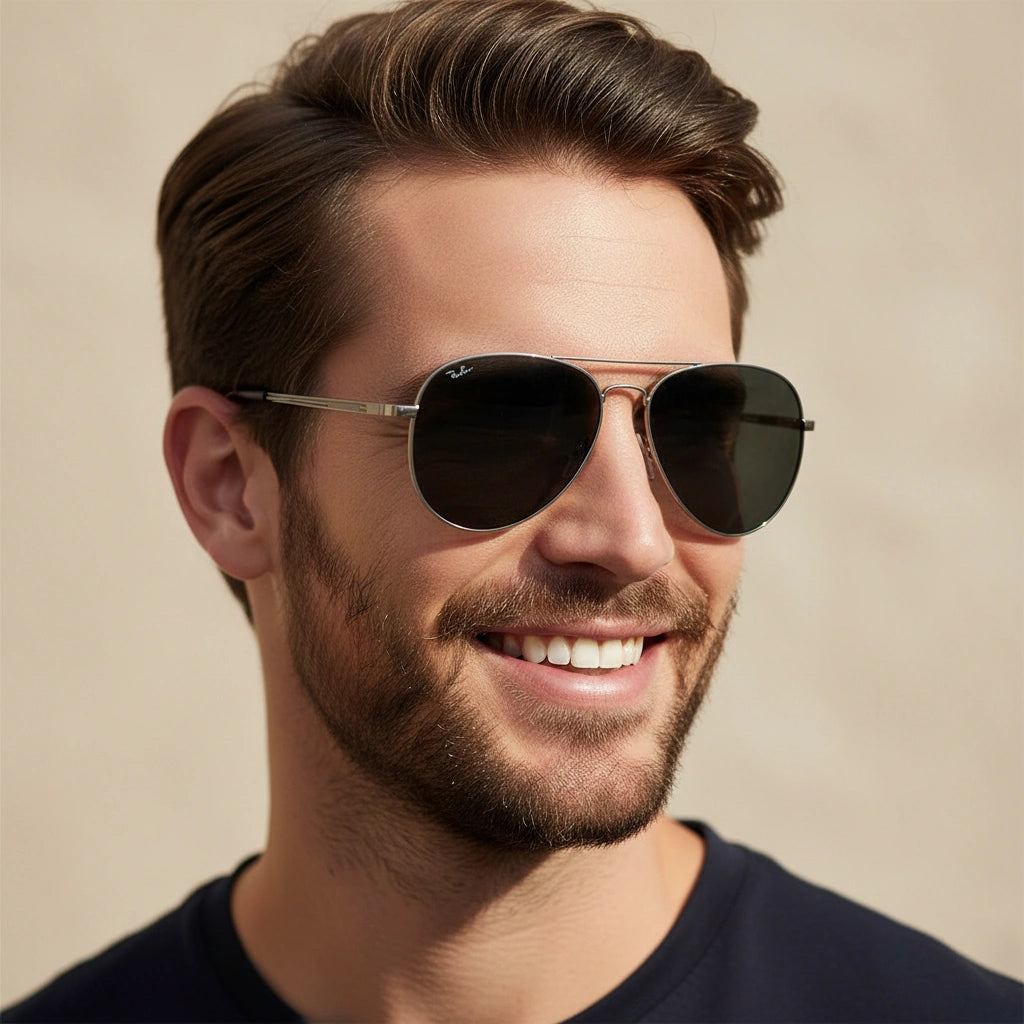 Flexible Polarized Matt Silver  Aviator Sunglasses For Men And Women ELST007-SIL