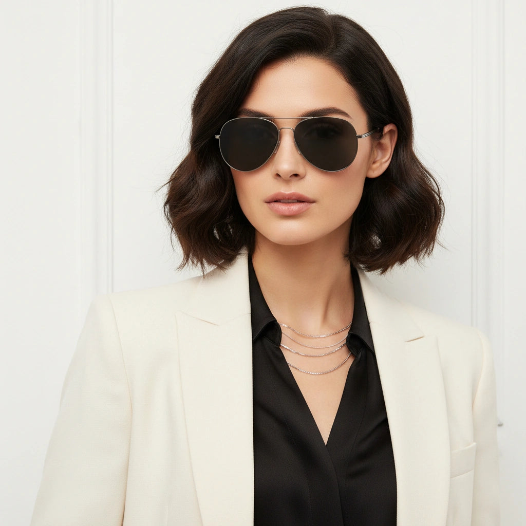Flexible Polarized Matt Silver  Aviator Sunglasses For Men And Women ELST007-SIL