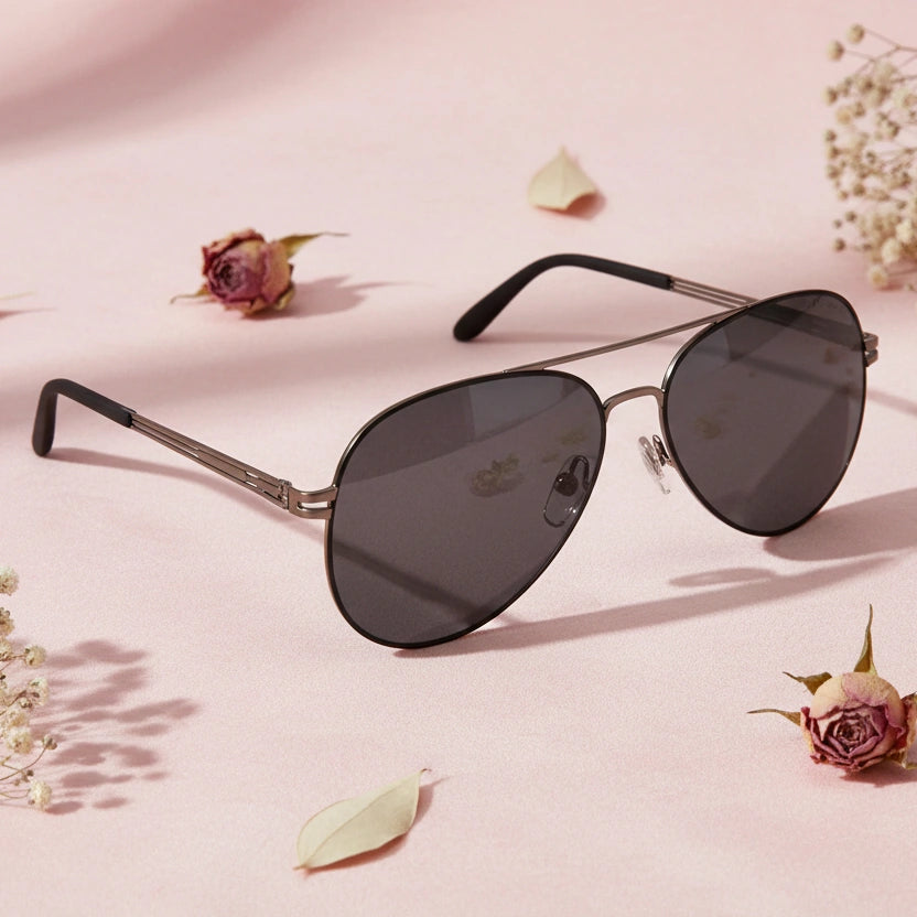 Flexible Polarized Matt Silver  Aviator Sunglasses For Men And Women ELST007-SIL