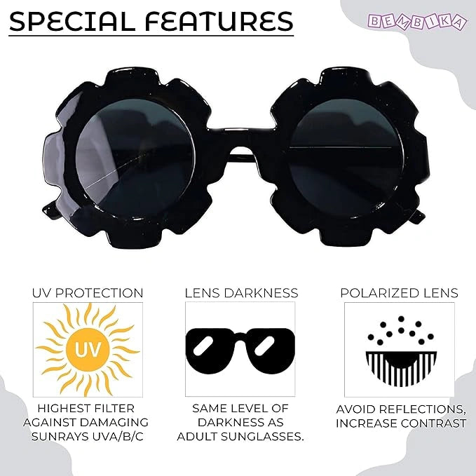 Flower Black sunglasses for kids LKSK3034-BLK