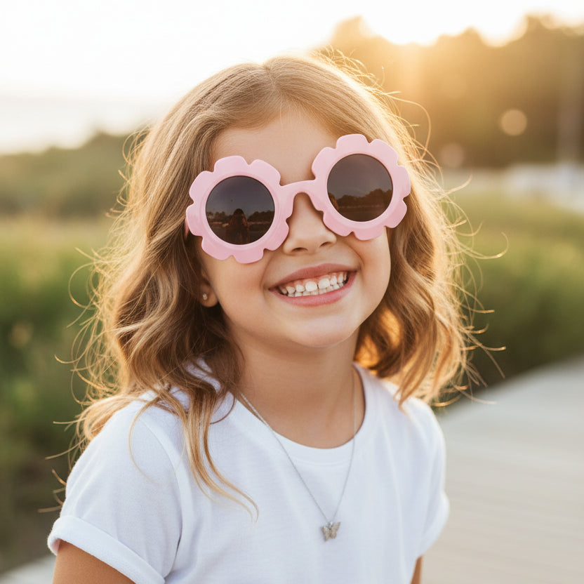 Flower Black sunglasses for kids LKSK3034-PINK