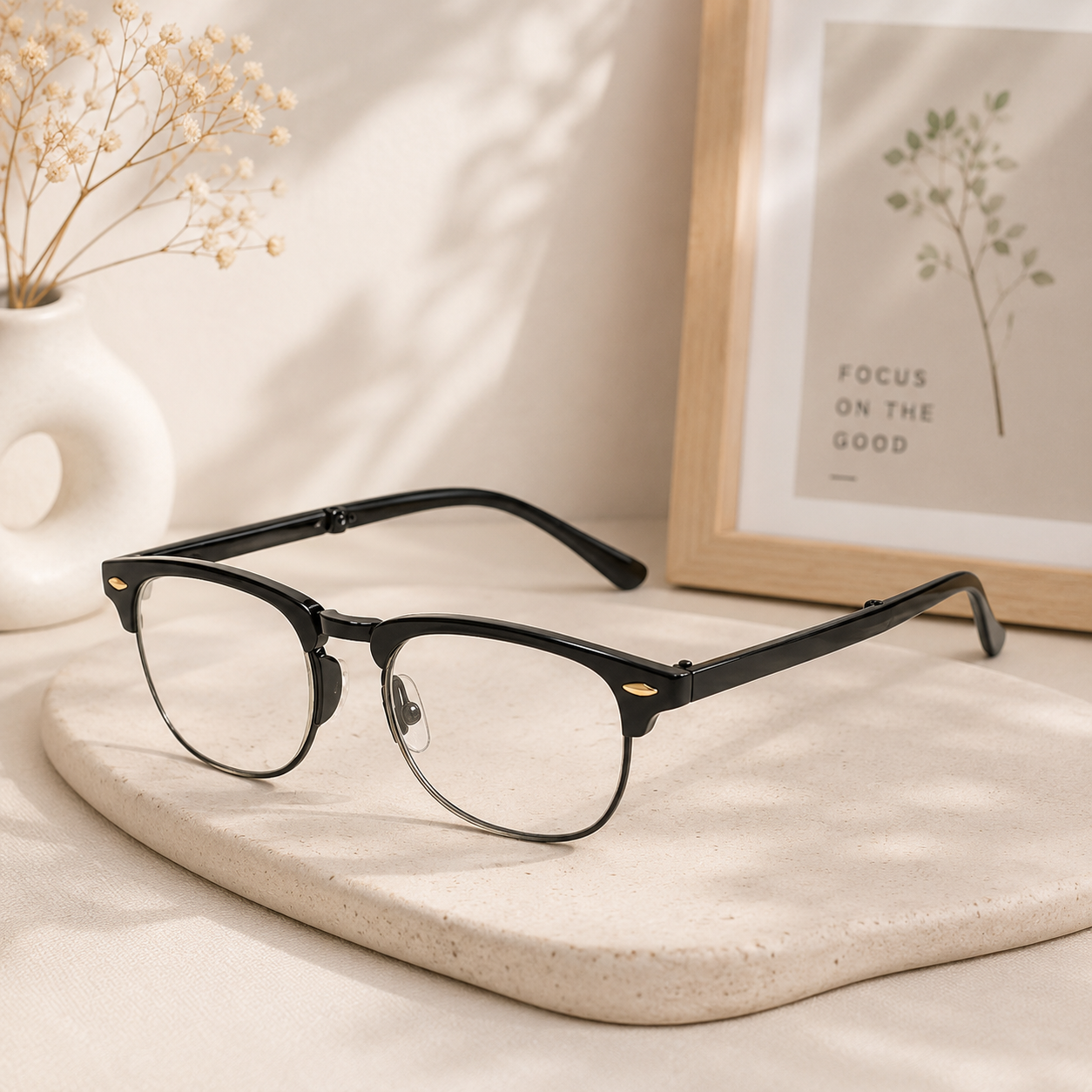 Foldable Black Full Rim Reading Glasses For Men & Women LKHEDRG23-BLK