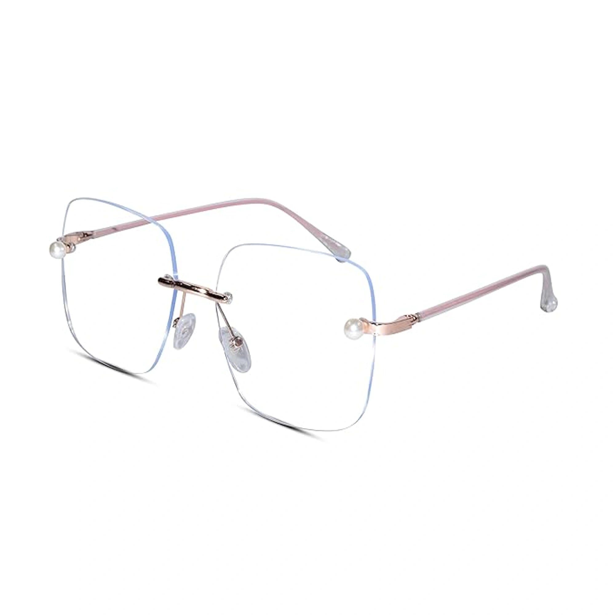 Rose Gold Frameless Designer Pearl Computer Glasses LKE8965-PNK