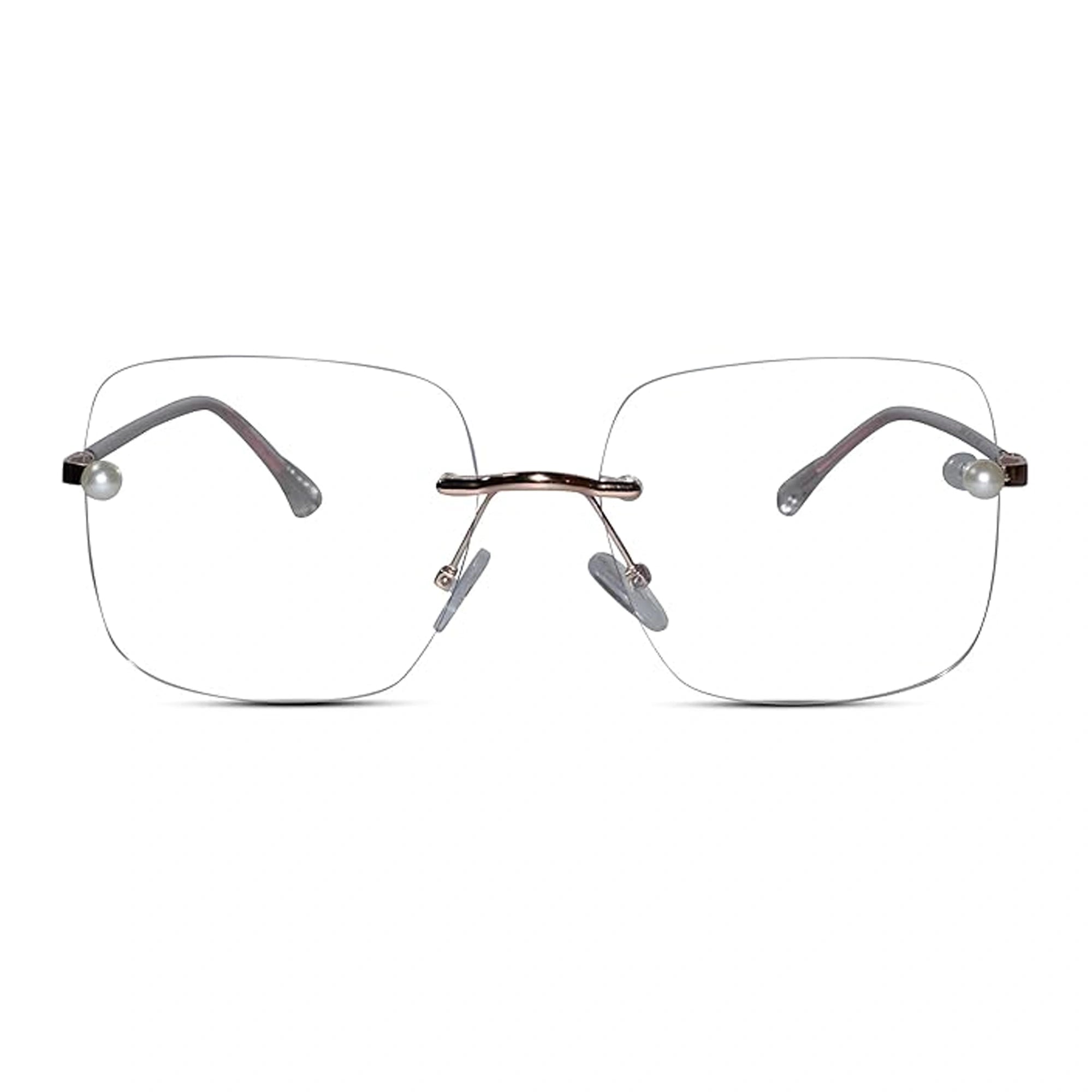 Rose Gold Frameless Designer Pearl Computer Glasses LKE8965-PNK