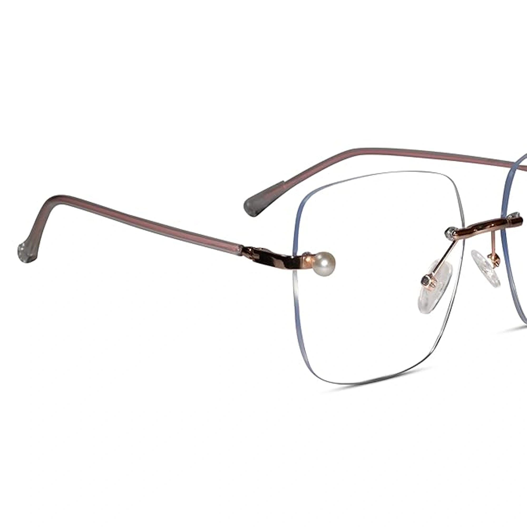 Rose Gold Frameless Designer Pearl Computer Glasses LKE8965-PNK