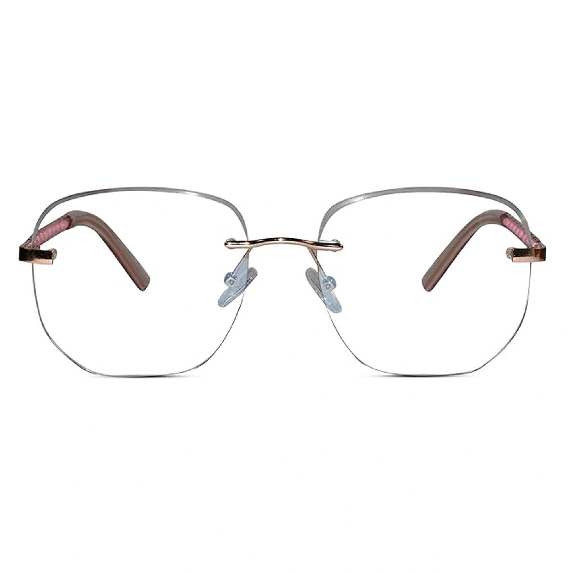 Pink Frameless Designer Eyeglasses For Women LKE23032-PNK