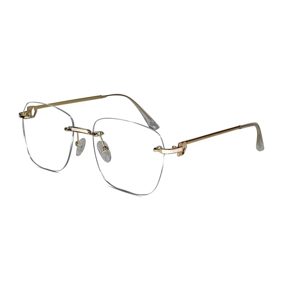 Designer Silver Frameless Rectangular Computer Glasses