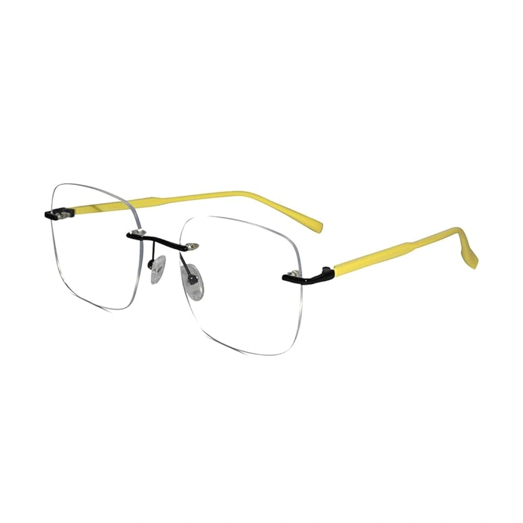 Yellow Frameless Square Eyeglasses For Men & Women LKE21092-YELLOW