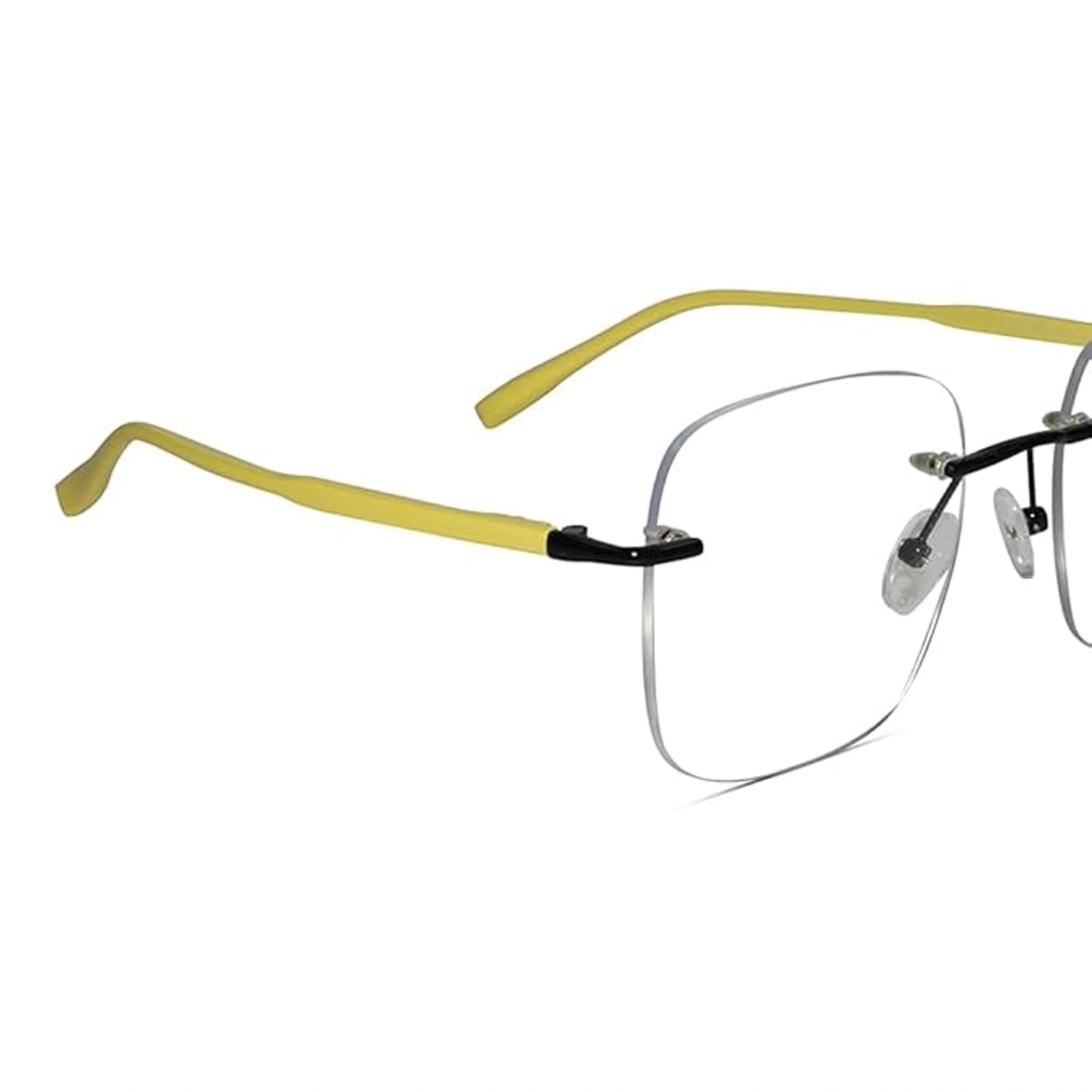 Yellow Frameless Square Eyeglasses For Men & Women LKE21092-YELLOW