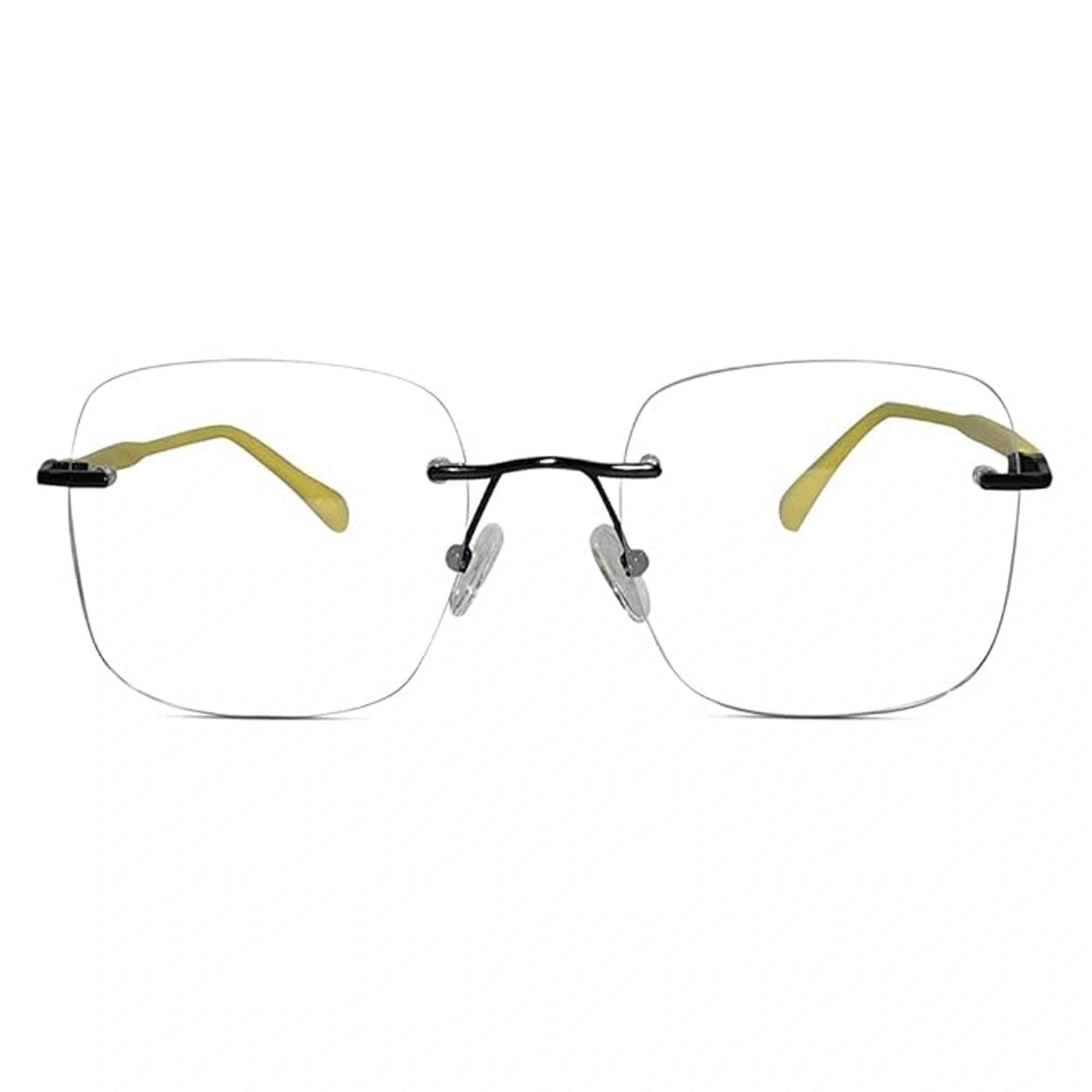 Yellow Frameless Square Eyeglasses For Men & Women LKE21092-YELLOW