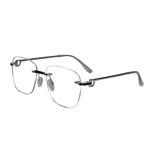 Designer Silver Frameless Rectangular Computer Glasses