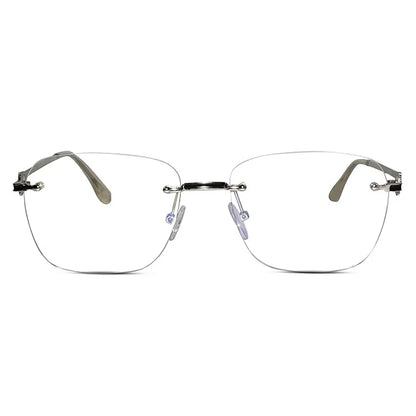 Designer Silver Frameless Rectangular Computer Glasses