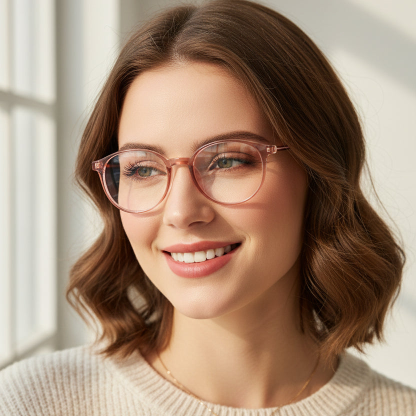 Full rim Light Weight Round Computer Glasses For Eye Protection For Women LKS81343-PNK