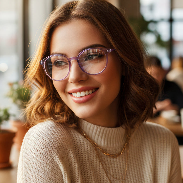 Full rim Light Weight Round Computer Glasses For Eye Protection For Women LKS81343-PURPL