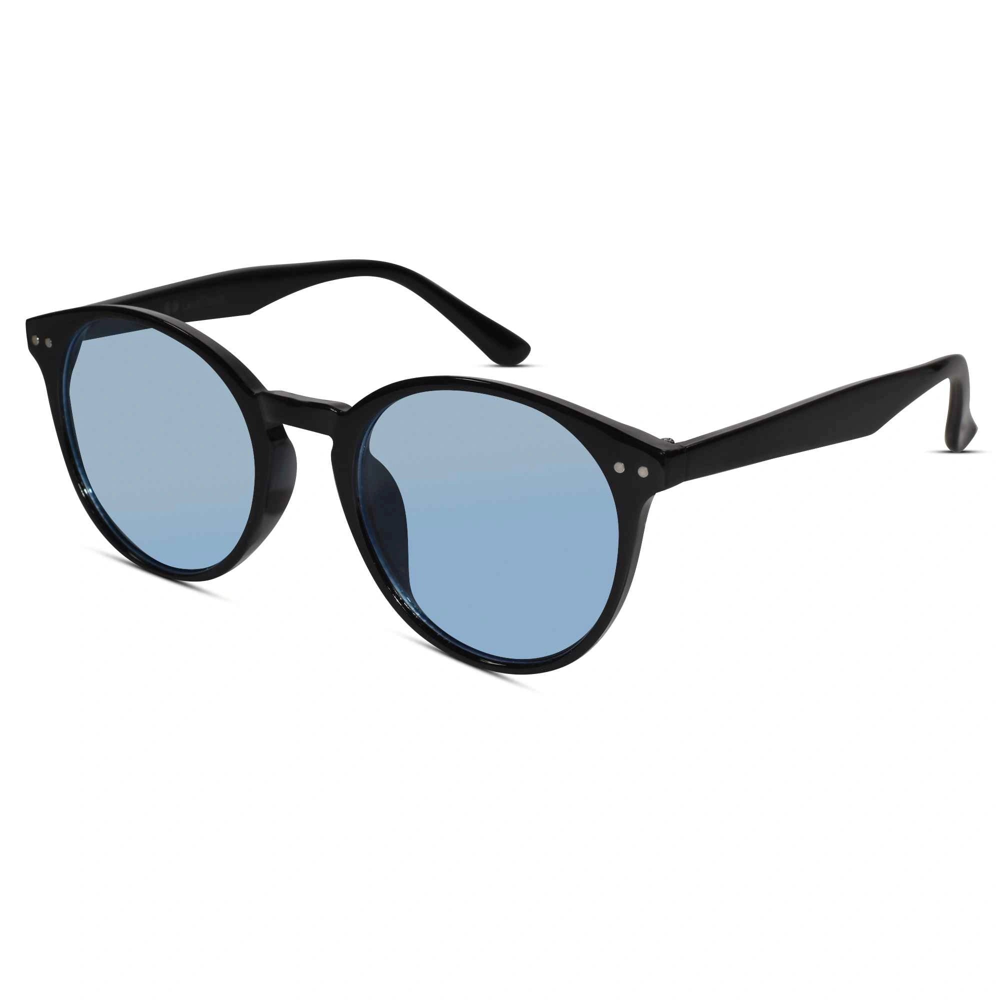 Glossy Black Blue Sunglasses For Women LKS3821-BLU