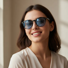 Glossy Black Blue Sunglasses For Women