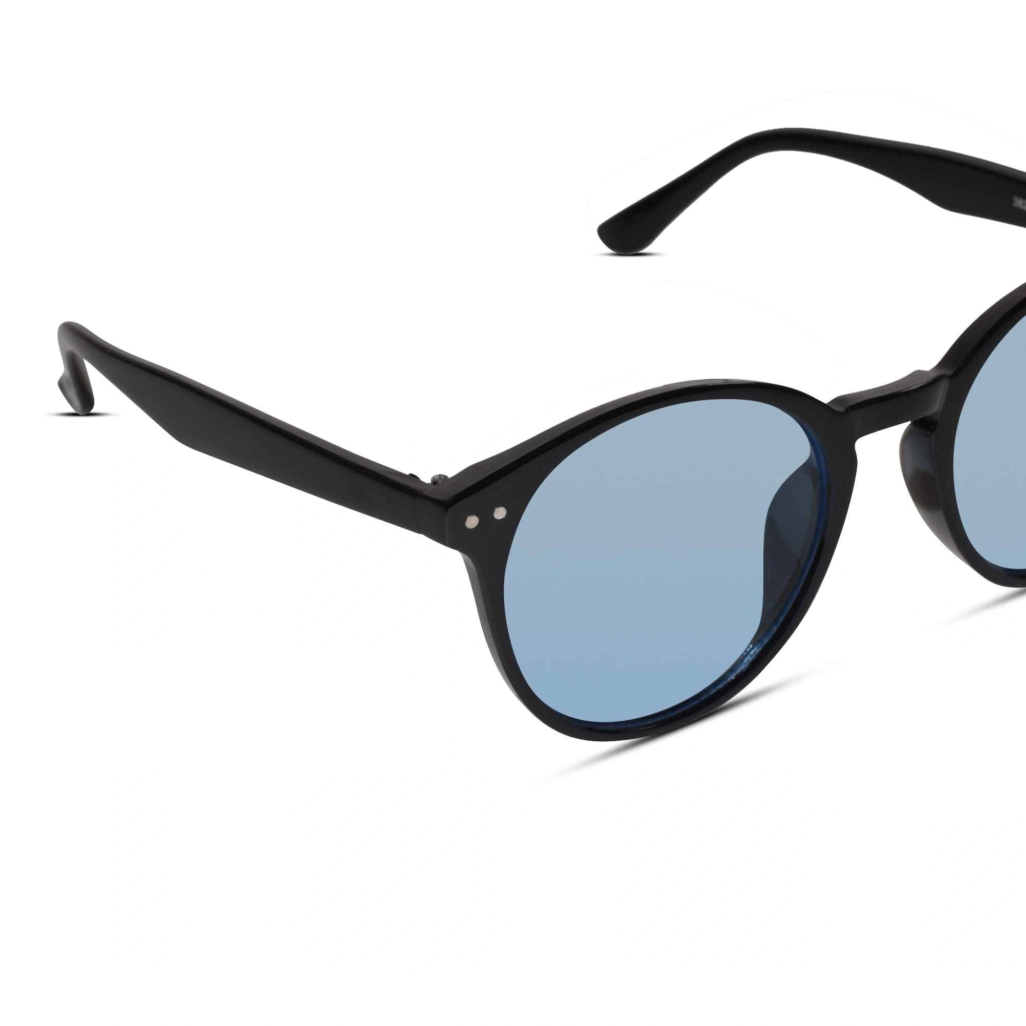 Glossy Black Blue Sunglasses For Women LKS3821-BLU