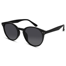 Glossy Black Round Sunglasses For  Women