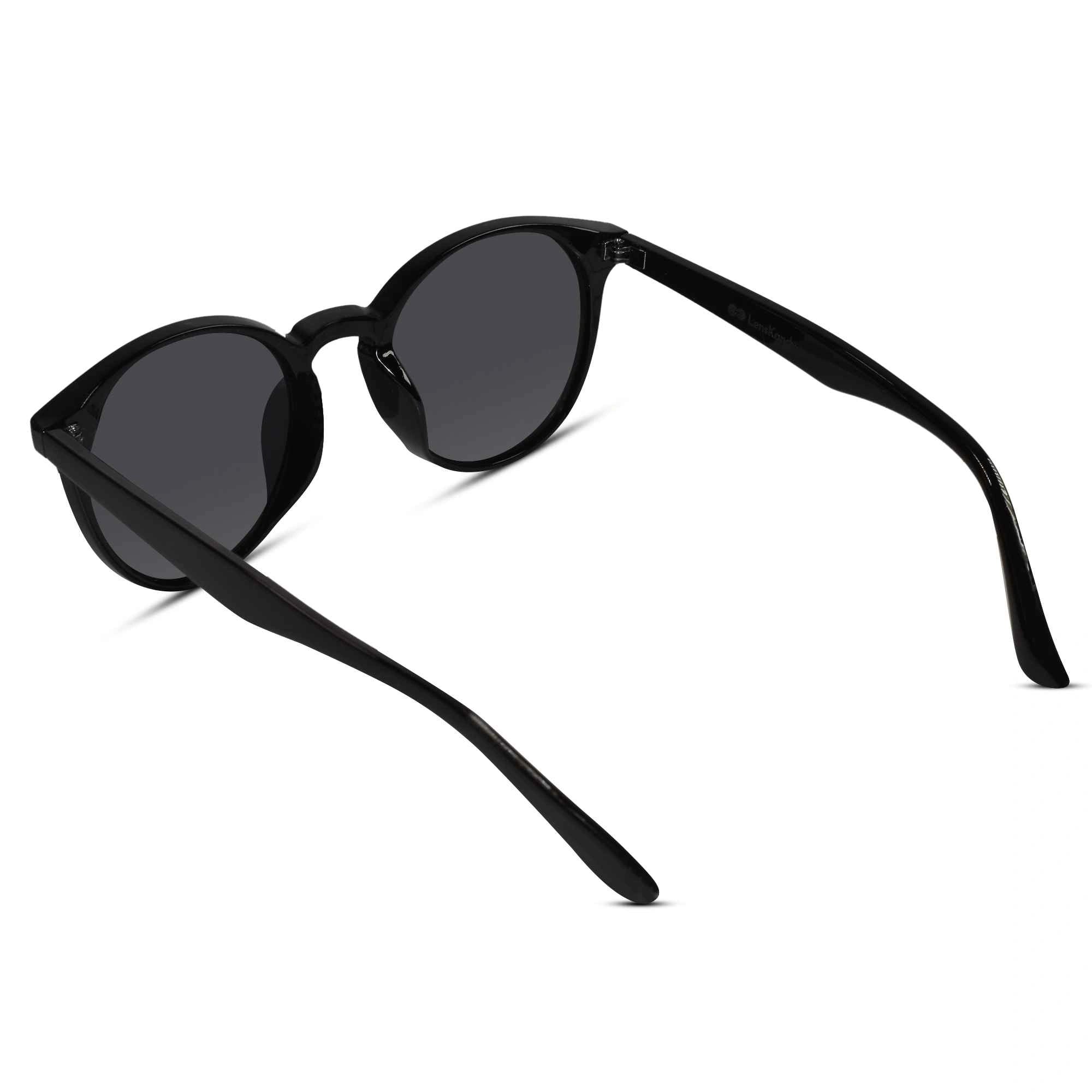 Glossy Black Round Sunglasses For  Women LKS3821-BLK