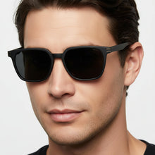 Glossy Black Square Sunglasses For Men