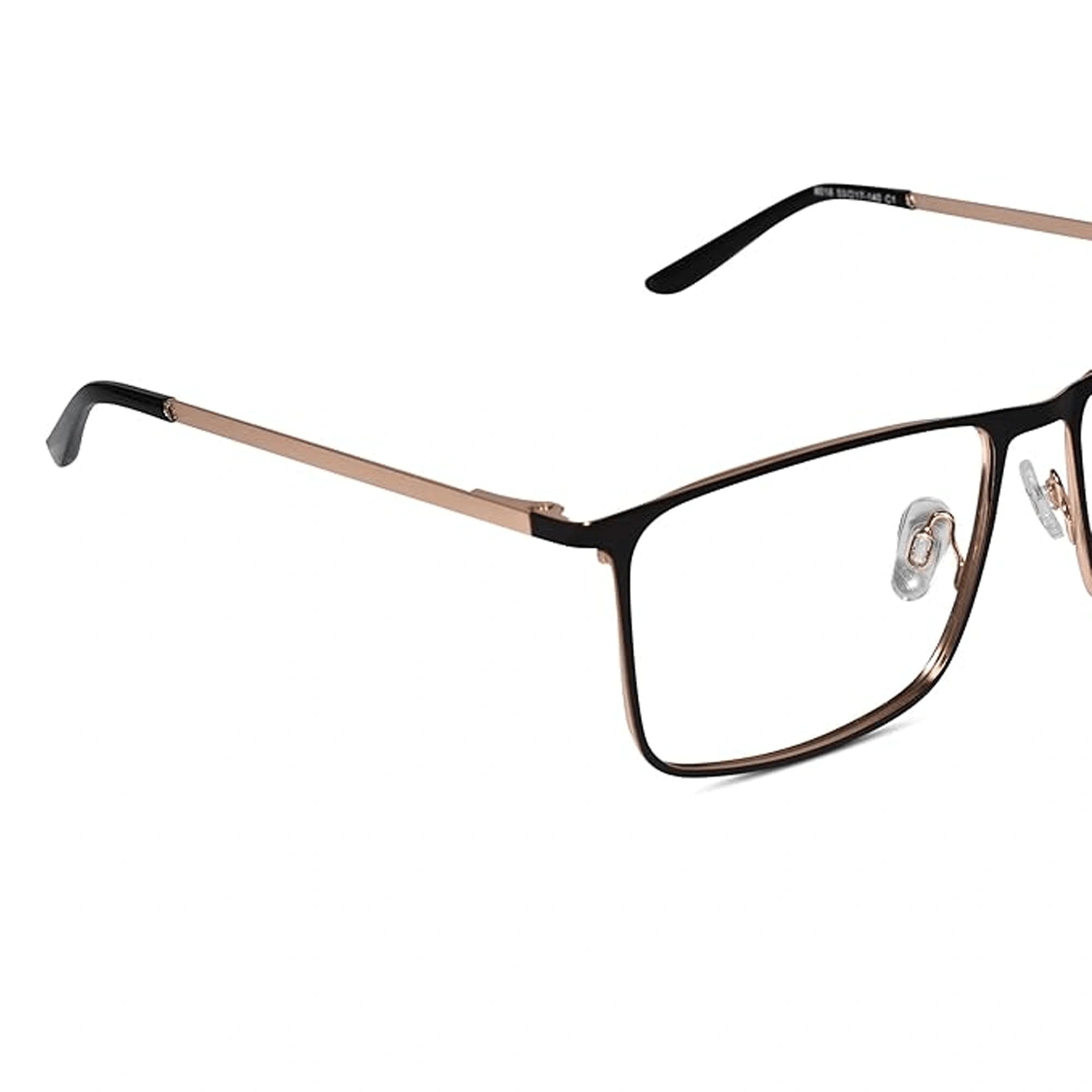 Gold Black Rectangular Eyeglasses For Men LKE8018-BLK-GOLD