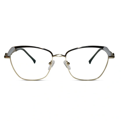 Gold Designer Rimless Cat eye Eyeglasses For Women