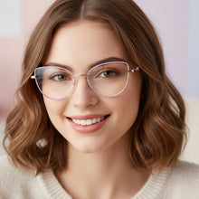 Gold-Pink Cateye Eyeglasses For Women