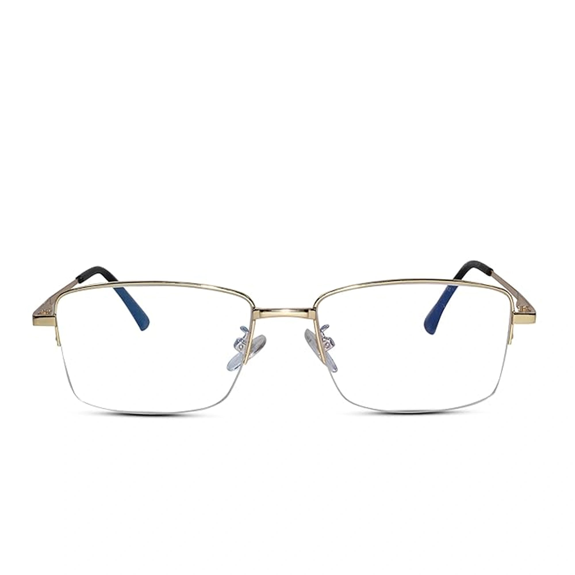 Sleek Golden Rectangular Half Rim Eyeglasses For Men LKS3010-GOLD