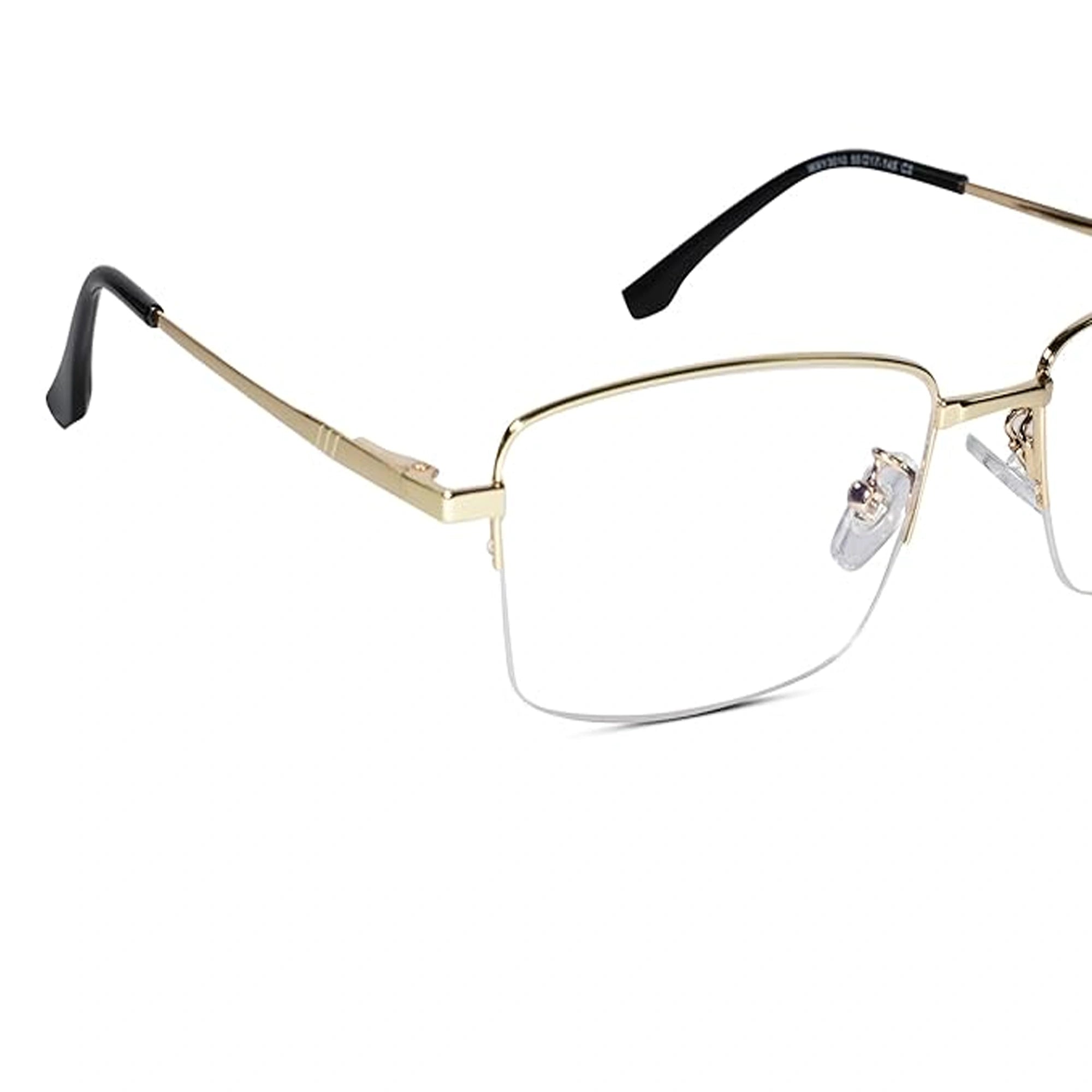 Sleek Golden Rectangular Half Rim Eyeglasses For Men LKS3010-GOLD